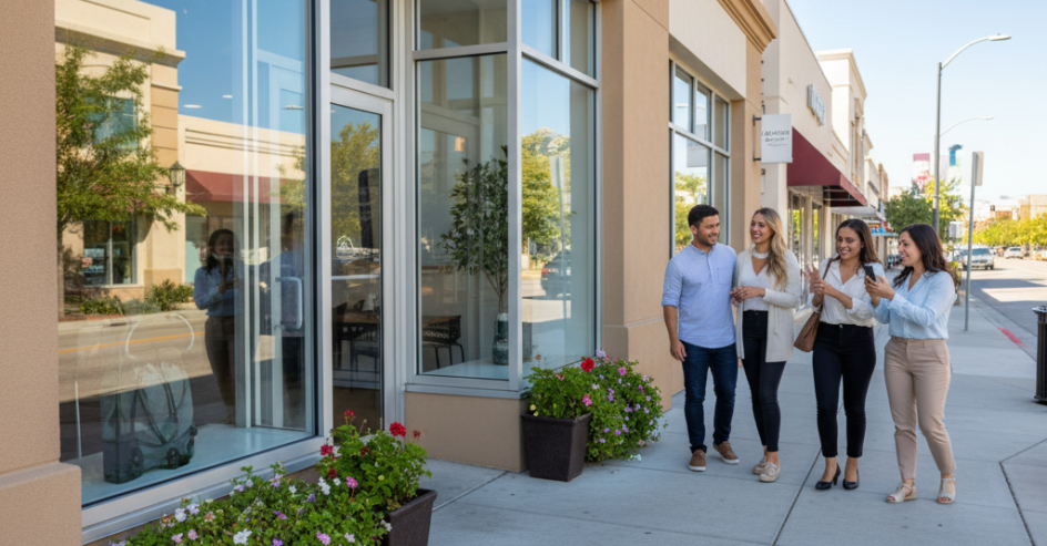 group of people walking beside a beautiful building
