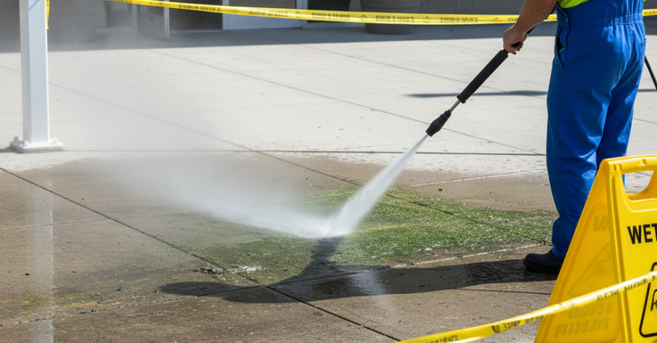 pressure washing grime and dirt
