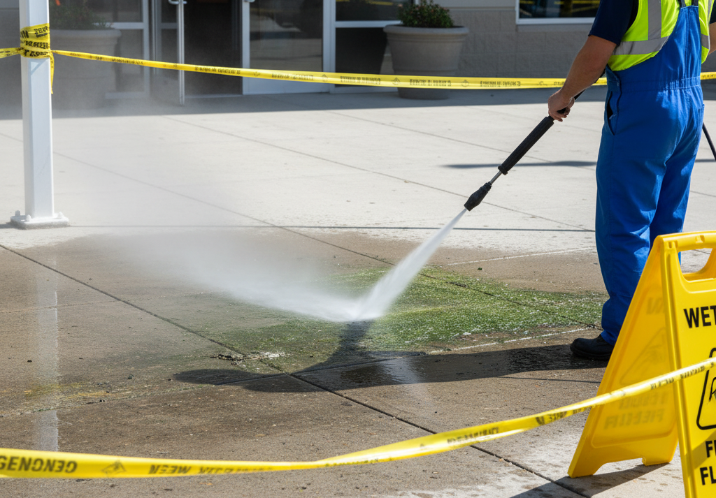 pressure washing grime and dirt