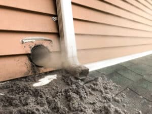 lent being blown out of dry vent 