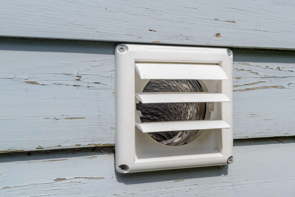 Exterior dryer vent on a home