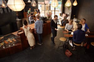 coffee shop packed with loyal customers