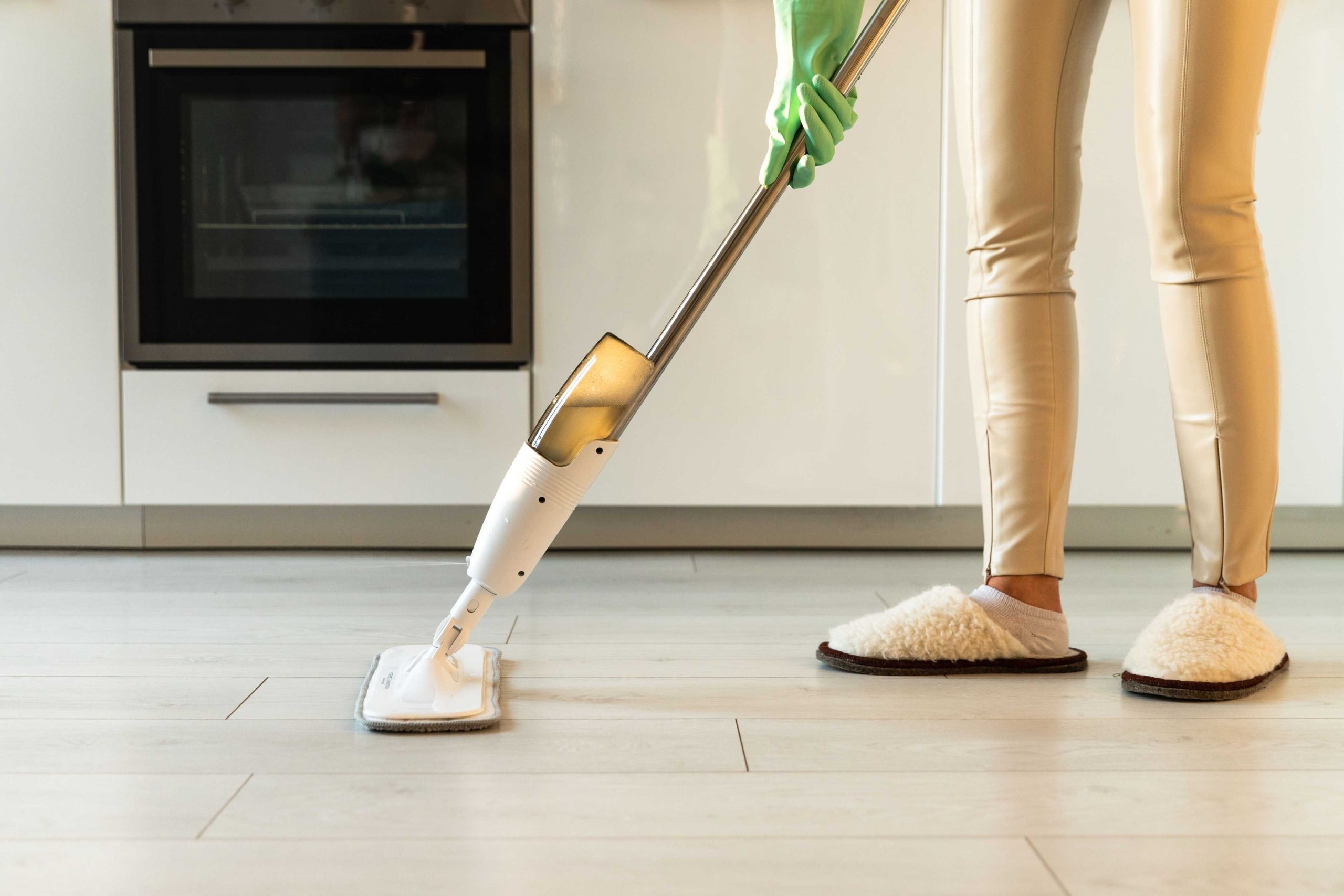 woman mopping